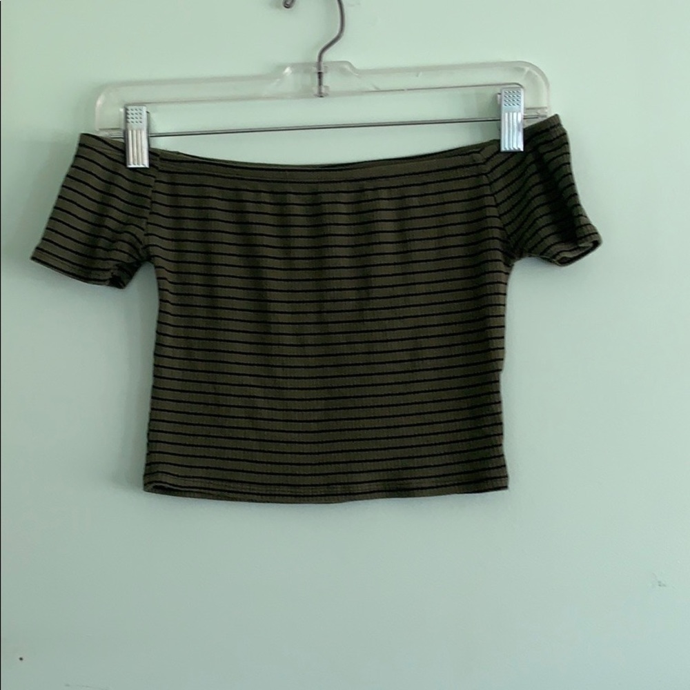 Cute off the shoulder striped crop top